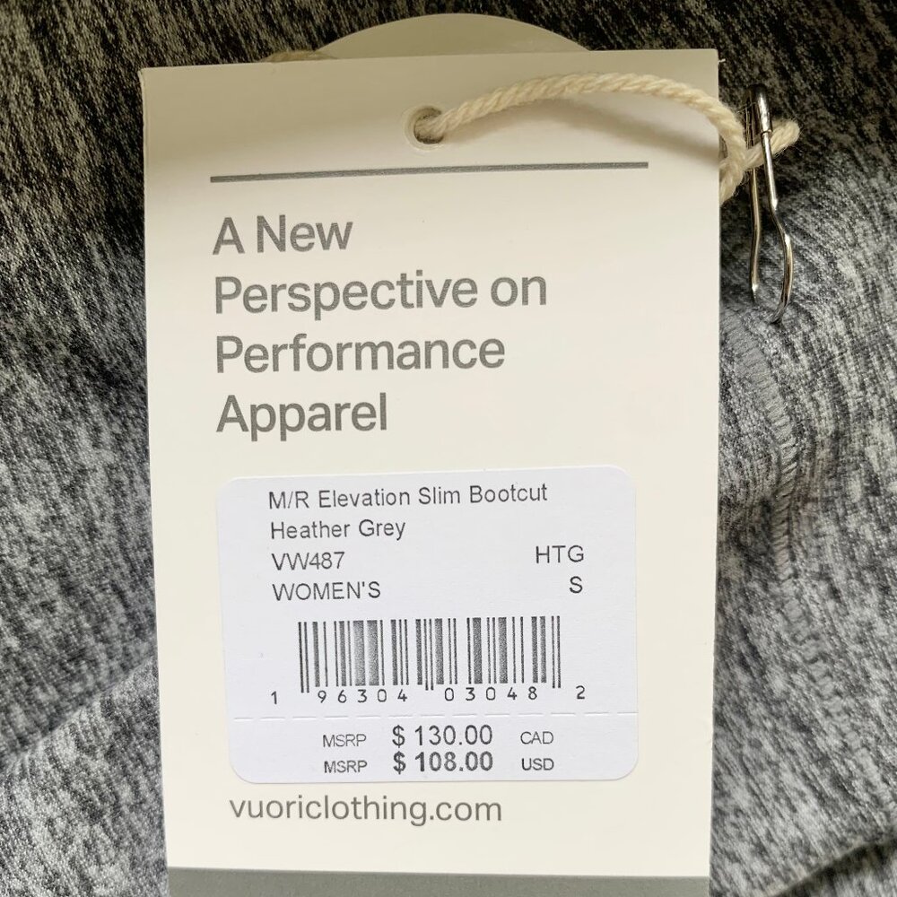 NWT Vuori Mid Rise Elevation Slim Bootcut Pants, Heather Grey, Size Small - Picture 12 of 12